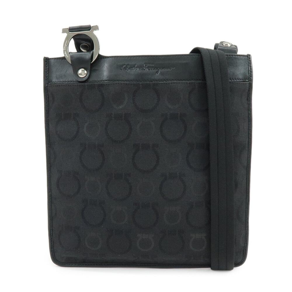Ferragamo Gancini Canvas Crossbody Bag Black